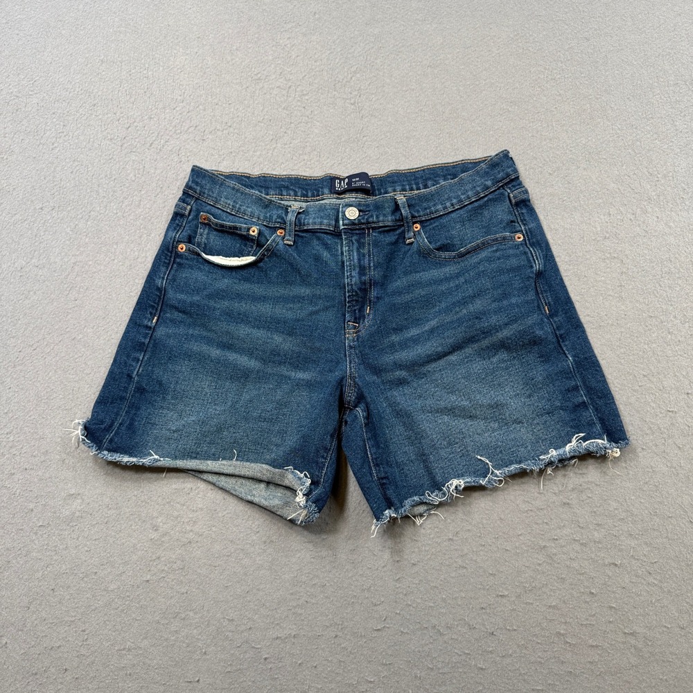 GAP Shorts Women's 12/31 Blue Denim Cut Off Dark Wash 5" Inseam Summer Outdoor